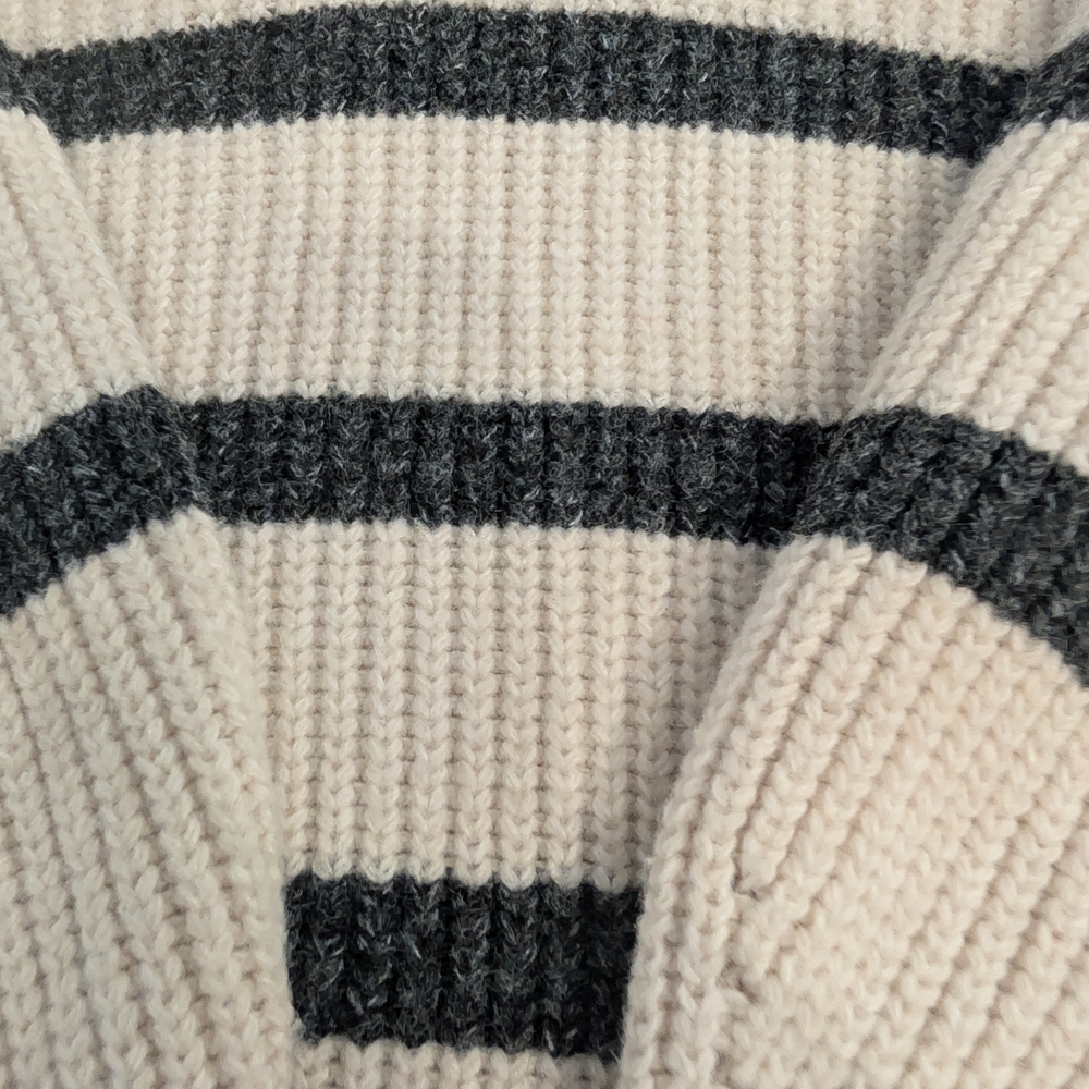 Free Assembly Unisex Half Zip Sweater Size Small Chunky Knit Black Stripes - Picture 8 of 12